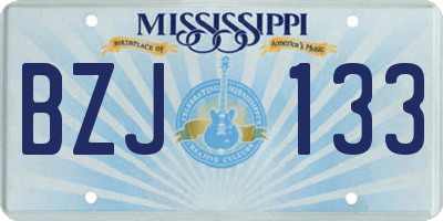 MS license plate BZJ133