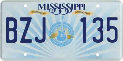 MS license plate BZJ135