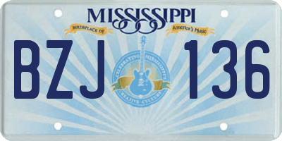 MS license plate BZJ136