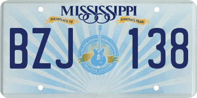 MS license plate BZJ138
