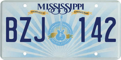 MS license plate BZJ142