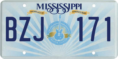 MS license plate BZJ171