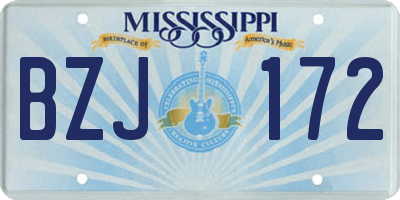MS license plate BZJ172
