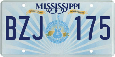 MS license plate BZJ175