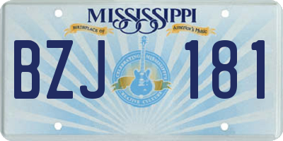 MS license plate BZJ181