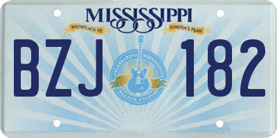 MS license plate BZJ182