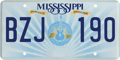 MS license plate BZJ190