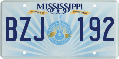 MS license plate BZJ192