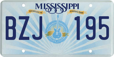 MS license plate BZJ195