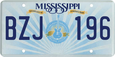 MS license plate BZJ196