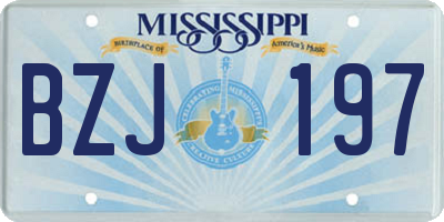 MS license plate BZJ197