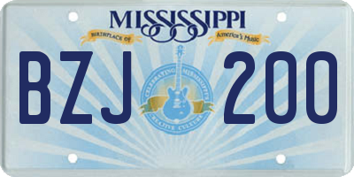 MS license plate BZJ200