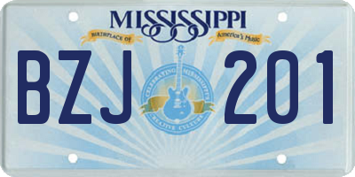MS license plate BZJ201