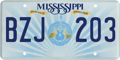 MS license plate BZJ203