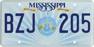 MS license plate BZJ205