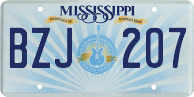 MS license plate BZJ207