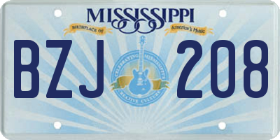 MS license plate BZJ208