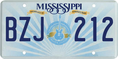 MS license plate BZJ212