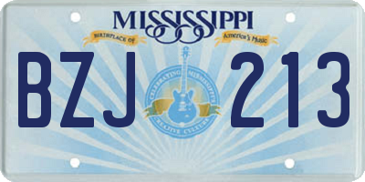 MS license plate BZJ213