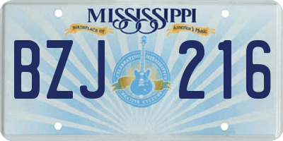 MS license plate BZJ216