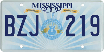 MS license plate BZJ219