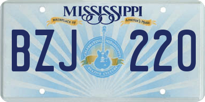 MS license plate BZJ220
