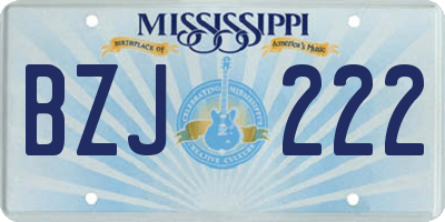 MS license plate BZJ222