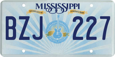 MS license plate BZJ227