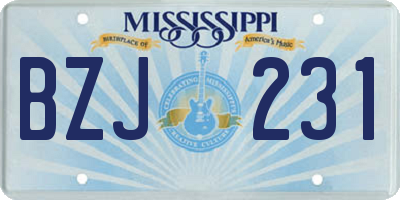 MS license plate BZJ231