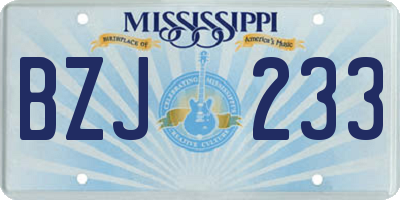 MS license plate BZJ233
