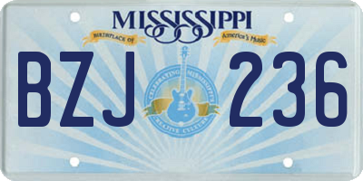 MS license plate BZJ236