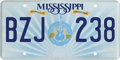 MS license plate BZJ238