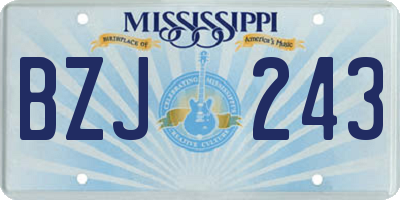 MS license plate BZJ243