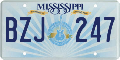 MS license plate BZJ247