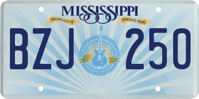 MS license plate BZJ250