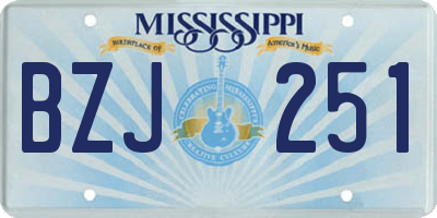 MS license plate BZJ251
