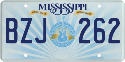 MS license plate BZJ262