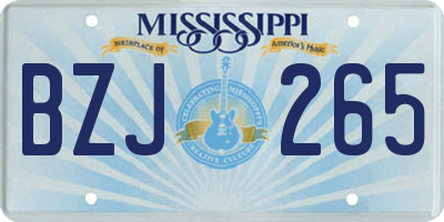 MS license plate BZJ265