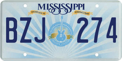MS license plate BZJ274