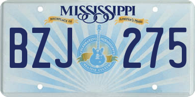 MS license plate BZJ275