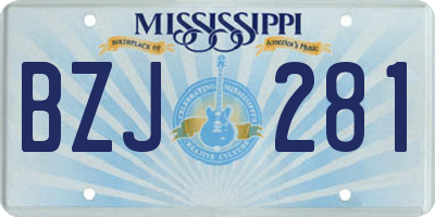 MS license plate BZJ281