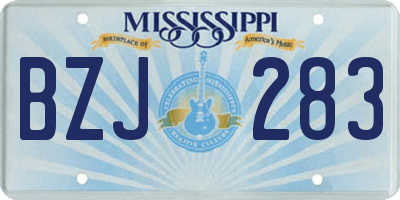 MS license plate BZJ283