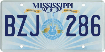 MS license plate BZJ286