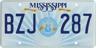 MS license plate BZJ287