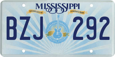 MS license plate BZJ292