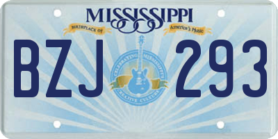 MS license plate BZJ293