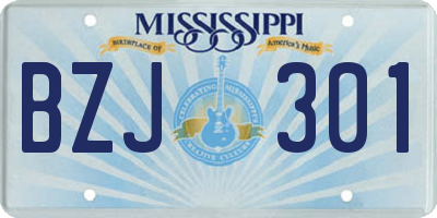 MS license plate BZJ301