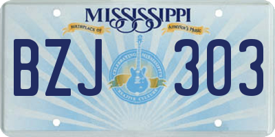 MS license plate BZJ303