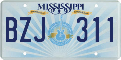 MS license plate BZJ311