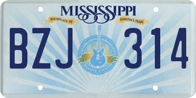MS license plate BZJ314